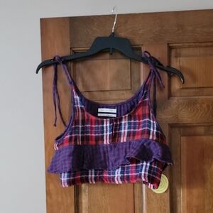 Urban Outfitters Red and Blue Plaid Crop Tank